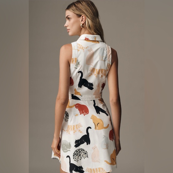 🐈 Anthropologie Fit & Flare Mini Shirt Dress Sz XL - Picture 2 of 7